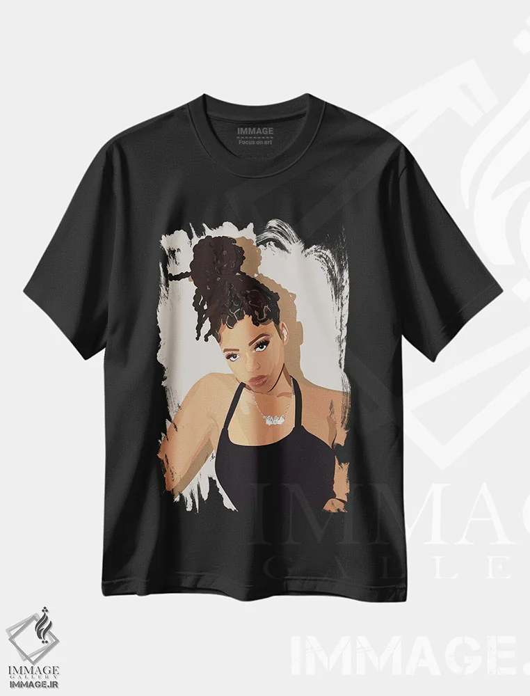 تیشرت مشکی طرح دار کلویی، هنر آمریکایی آفریقایی تبار اثر آرت پِی سی ئی | فروشگاه ایماژ