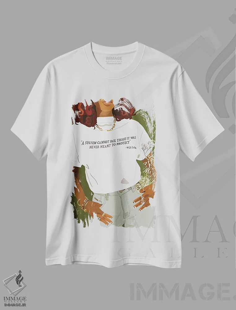 تیشرت سفید طرح دار یک یادآوری مهربانانه، هنر آمریکایی آفریقایی تبار اثر آرت پِی سی ئی | فروشگاه ایماژ