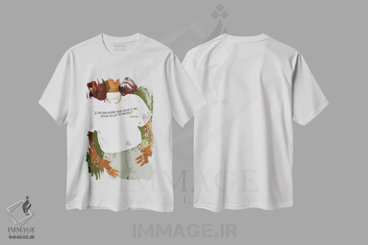 تیشرت سفید طرح دار یک یادآوری مهربانانه، هنر آمریکایی آفریقایی تبار اثر آرت پِی سی ئی | فروشگاه ایماژ