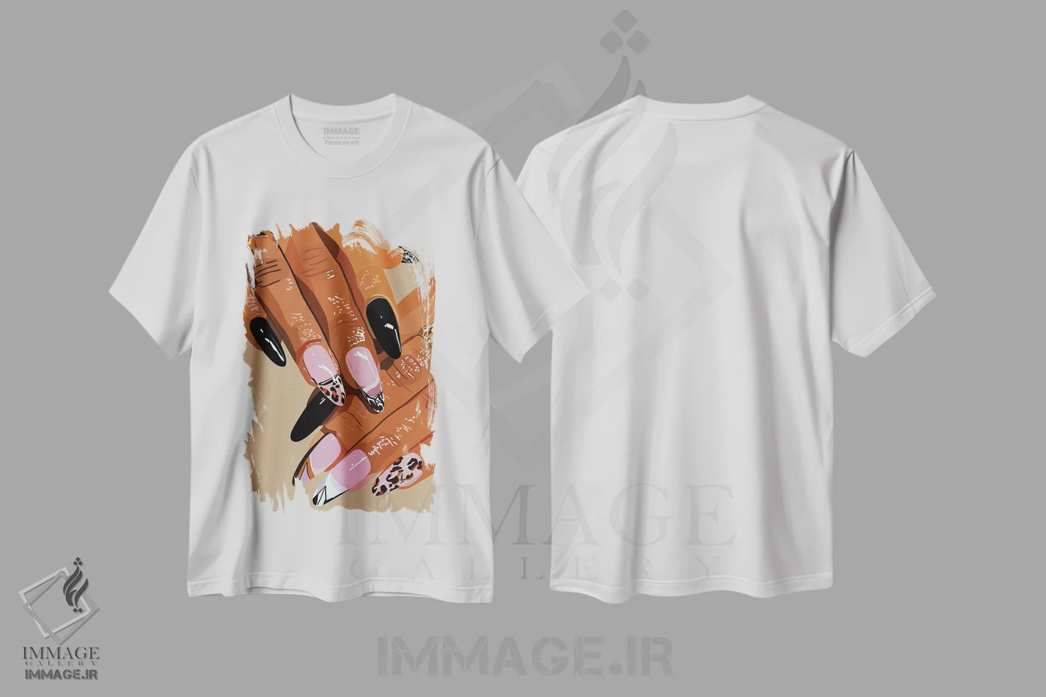 تیشرت سفید طرح دار چنگال ها، هنر آمریکایی آفریقایی تبار اثر آرت پِی سی ئی | فروشگاه ایماژ