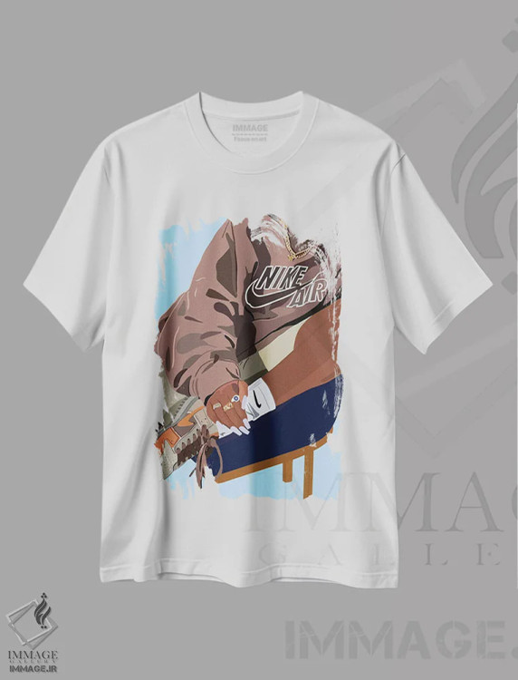 تیشرت سفید طرح دار آرام و ریلکس بودن، هنر آمریکایی آفریقایی تبار اثر آرت پِی سی ئی | فروشگاه ایماژ