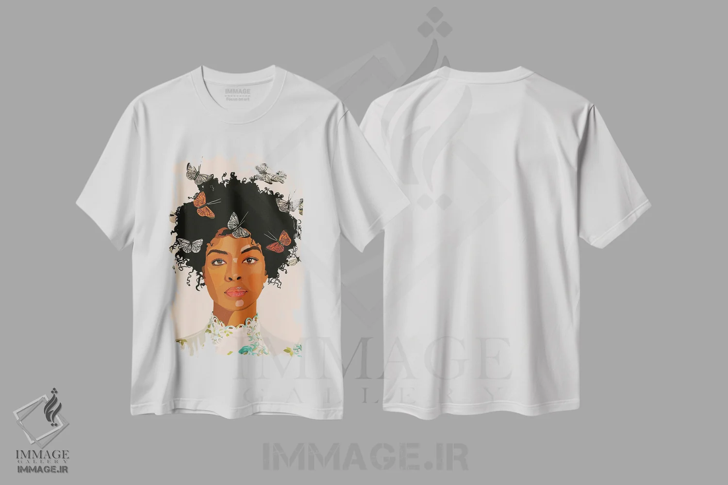 تیشرت سفید طرح دار پروانه ها، هنر آمریکایی آفریقایی تبار اثر آرت پِی سی ئی | immage.ir