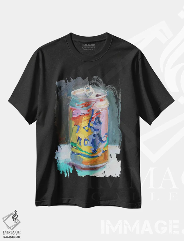تیشرت مشکی طرح دار مطالعه قوطی لاکروآ، هنر فاخر معاصر اثر هالی استورلی | فروشگاه ایماژ