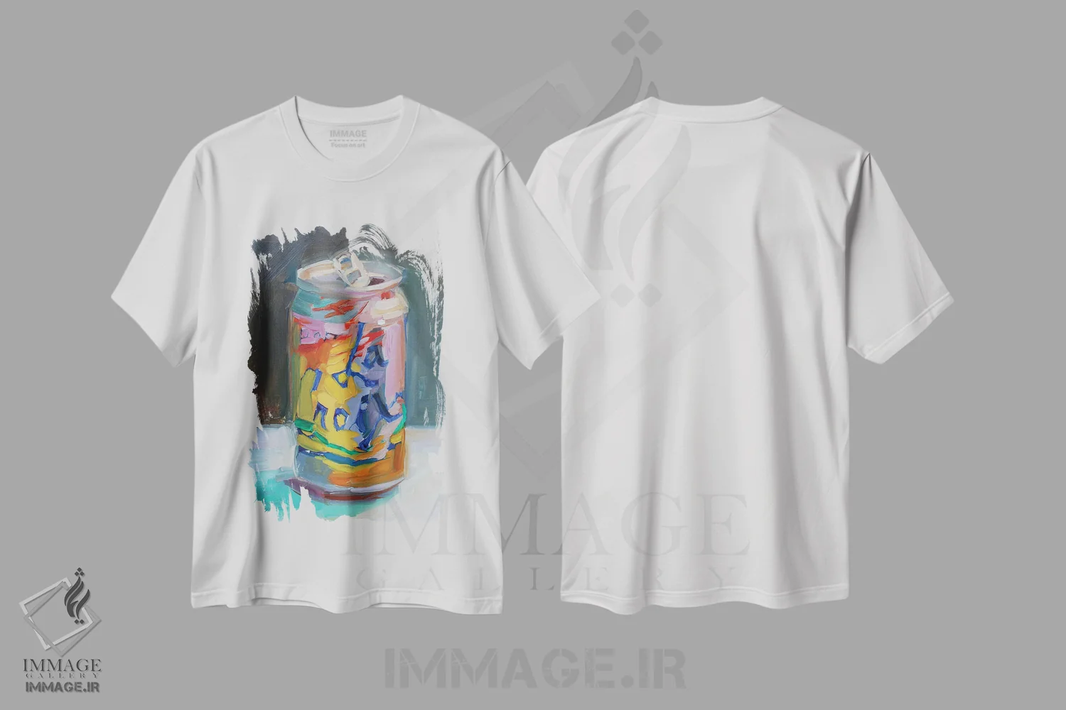 تیشرت سفید طرح دار مطالعه قوطی لاکروآ، هنر فاخر معاصر اثر هالی استورلی | immage.ir