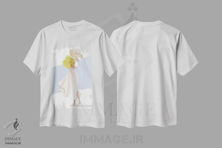 تیشرت سفید طرح دار آفتابگردان های اوت، هنر دیجیتال اثر هدر استیلافسن | فروشگاه ایماژ