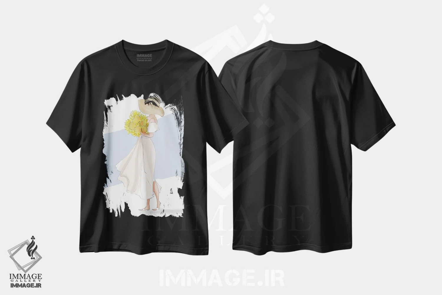تیشرت مشکی طرح دار آفتابگردان های اوت، هنر دیجیتال اثر هدر استیلافسن | immage.ir