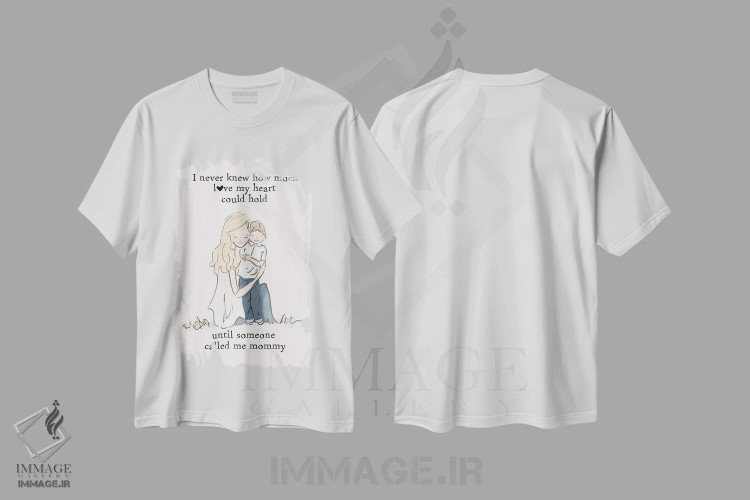 تیشرت سفید طرح دار مادر و پسر، هنر دیجیتال اثر هدر استیلافسن | فروشگاه ایماژ