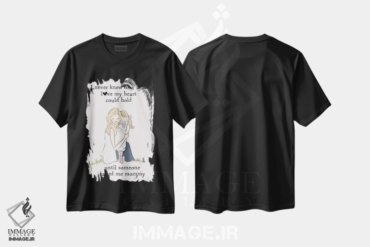 تیشرت مشکی طرح دار مادر و دختر، هنر دیجیتال اثر هدر استیلافسن | فروشگاه ایماژ