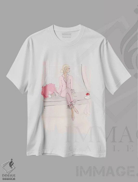 تیشرت سفید طرح دار مهمانی لباس راحتی، هنر دیجیتال اثر هدر استیلافسن | فروشگاه ایماژ