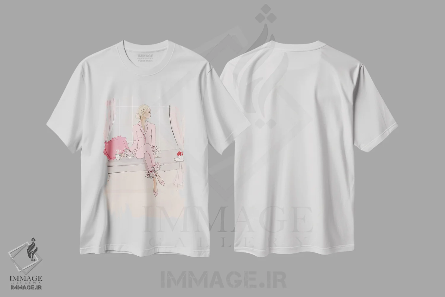 تیشرت سفید طرح دار مهمانی لباس راحتی، هنر دیجیتال اثر هدر استیلافسن | فروشگاه ایماژ