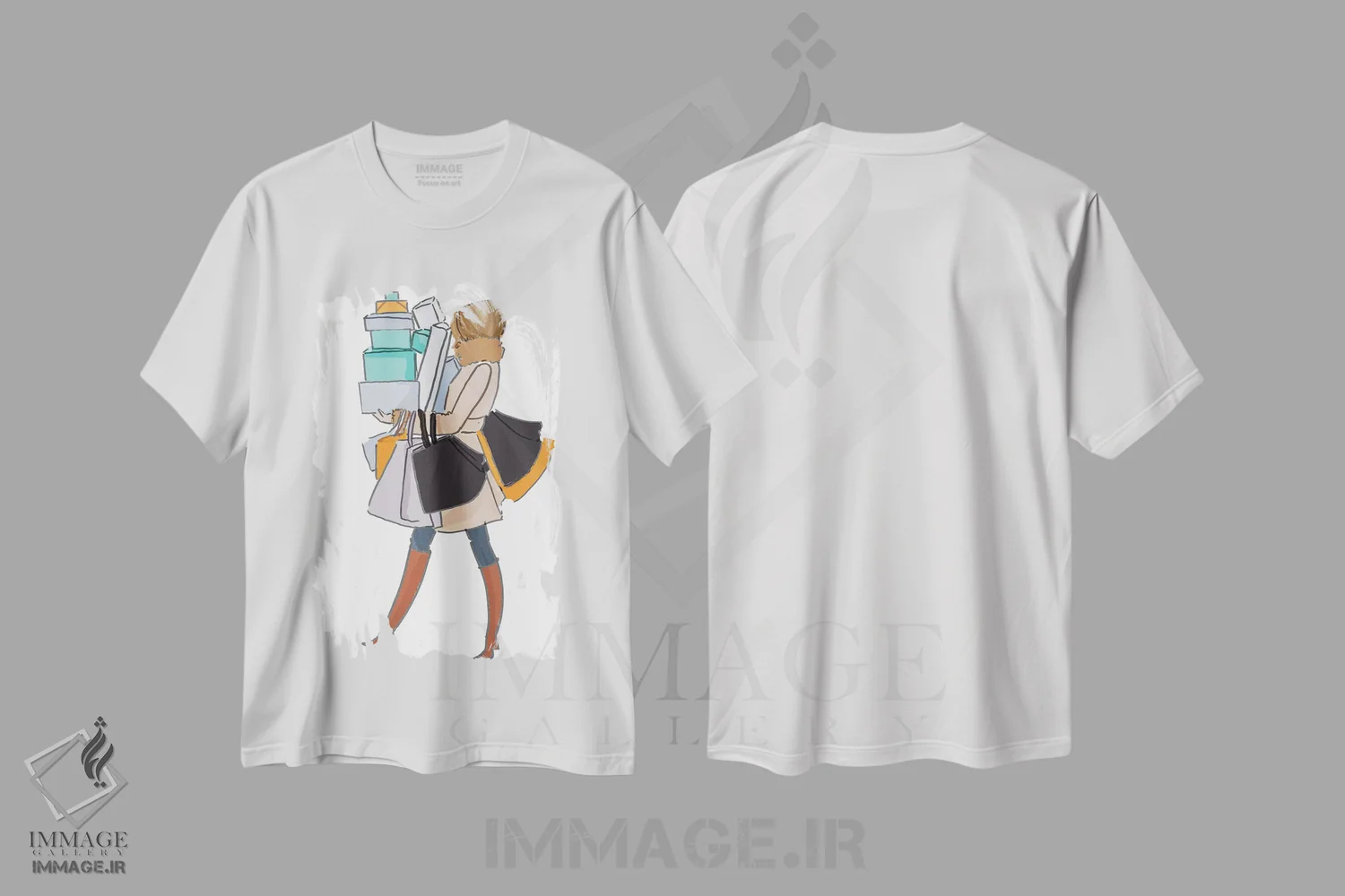 تیشرت سفید طرح دار دختر خریدکننده، هنر دیجیتال اثر هدر استیلافسن | immage.ir