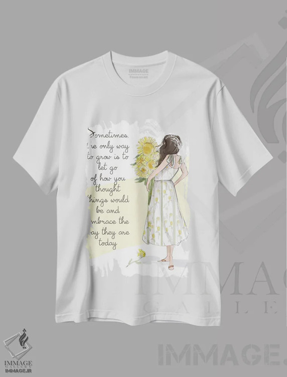 تیشرت سفید طرح دار گاهی تنها راه رشد رها کردن است، هنر دیجیتال اثر هدر استیلافسن | immage.ir