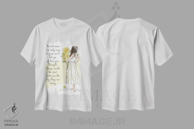 تیشرت سفید طرح دار گاهی تنها راه رشد رها کردن است، هنر دیجیتال اثر هدر استیلافسن | immage.ir