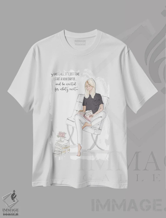 تیشرت سفید طرح دار فصل جدیدی آغاز کن، هنر دیجیتال اثر هدر استیلافسن | فروشگاه ایماژ