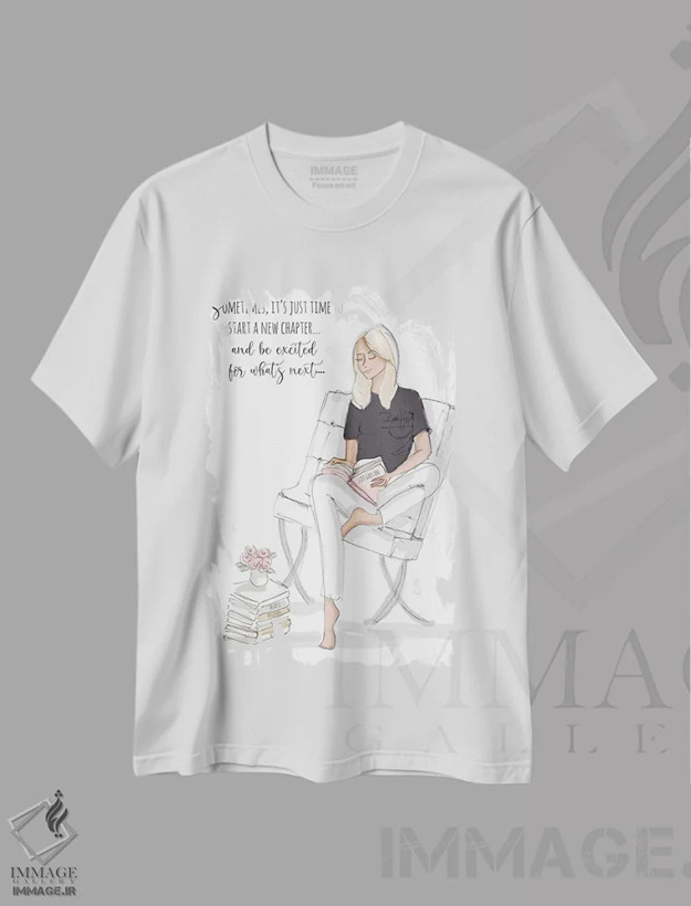 تیشرت سفید طرح دار فصل جدیدی آغاز کن، هنر دیجیتال اثر هدر استیلافسن | فروشگاه ایماژ
