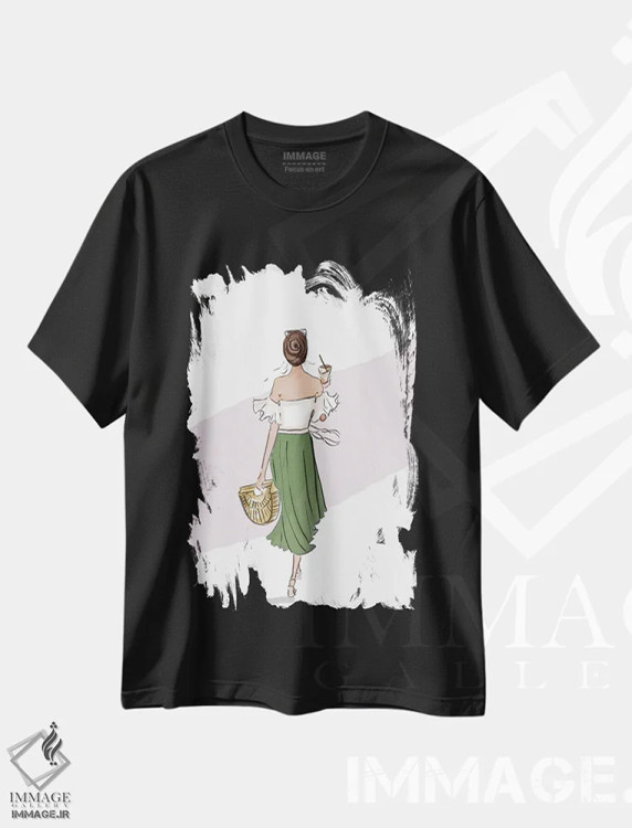 تیشرت مشکی طرح دار قدم زدن، هنر دیجیتال اثر هدر استیلافسن | فروشگاه ایماژ