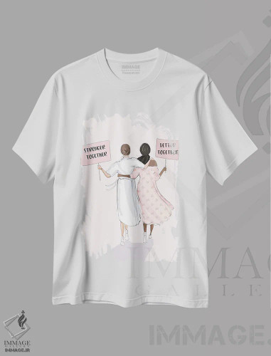 تیشرت سفید طرح دار با هم قوی تر، با هم بهتر، هنر آمریکایی آفریقایی تبار اثر هدر استیلافسن | فروشگاه ایماژ