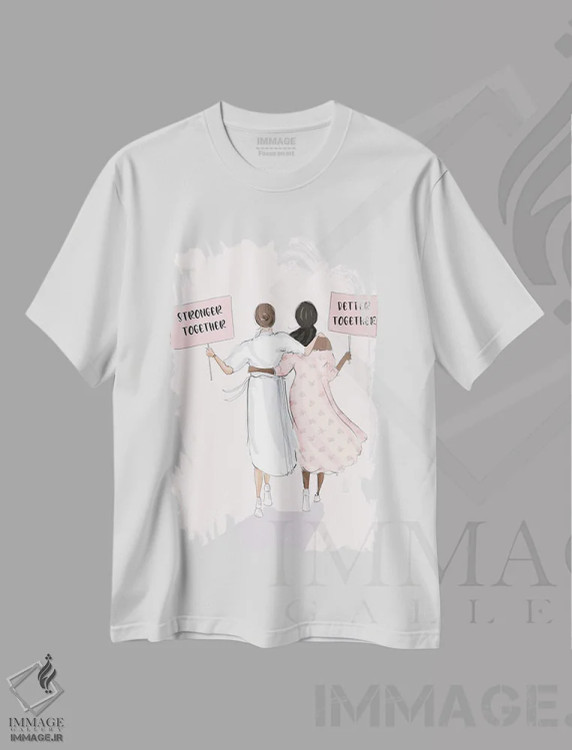 تیشرت سفید طرح دار با هم قوی تر، با هم بهتر، هنر آمریکایی آفریقایی تبار اثر هدر استیلافسن | فروشگاه ایماژ