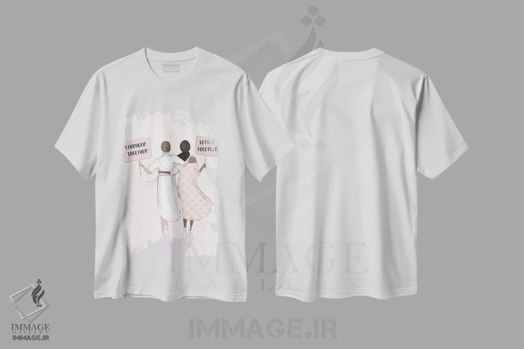 تیشرت سفید طرح دار با هم قوی تر، با هم بهتر، هنر آمریکایی آفریقایی تبار اثر هدر استیلافسن | فروشگاه ایماژ