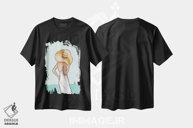 تیشرت مشکی طرح دار آفتاب خورده، هنر دیجیتال اثر هدر استیلافسن | فروشگاه ایماژ