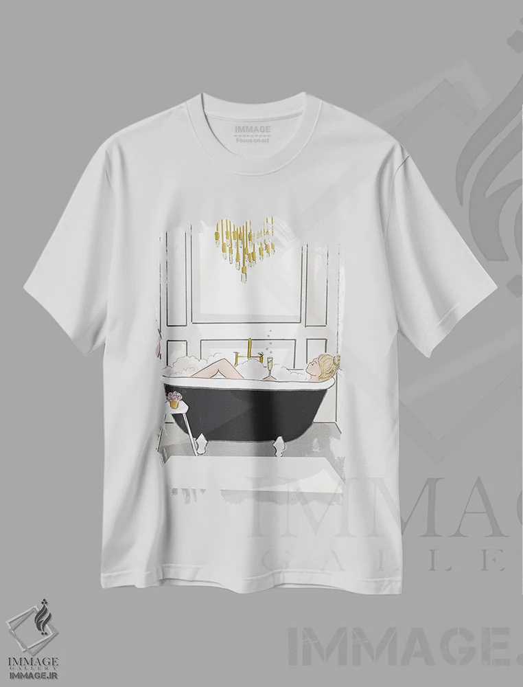 تیشرت سفید طرح دار زمانی برای آرامش بگذار، هنر دیجیتال اثر هدر استیلافسن | فروشگاه ایماژ