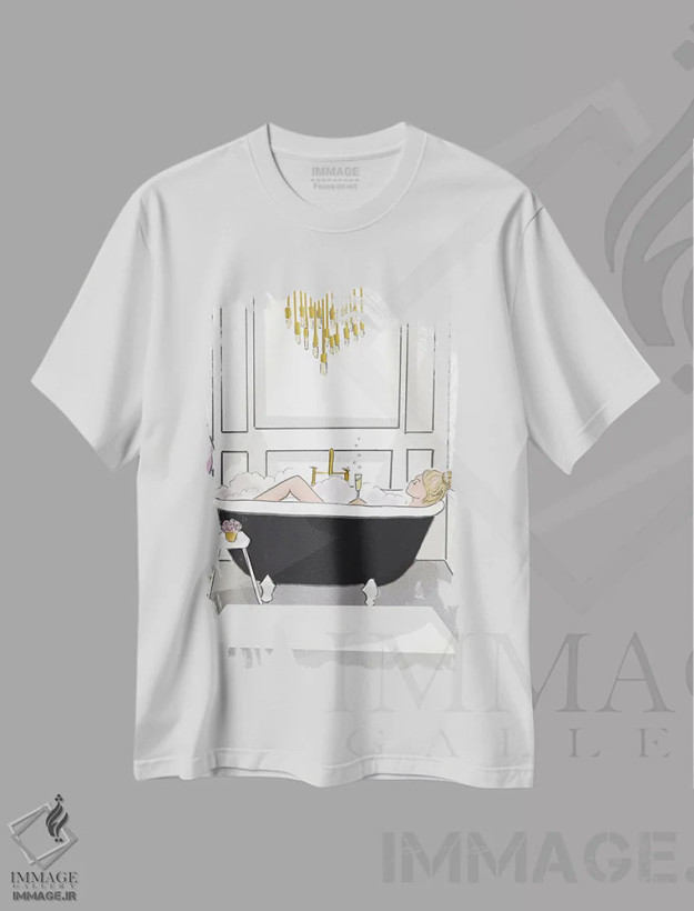 تیشرت سفید طرح دار زمانی برای آرامش بگذار، هنر دیجیتال اثر هدر استیلافسن | فروشگاه ایماژ