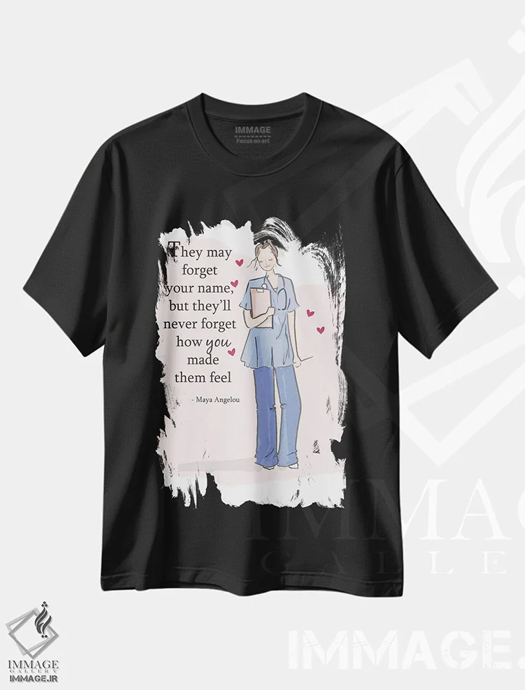 تیشرت مشکی طرح دار هرگز فراموش نمی کنند چه احساسی به آن ها دادی، هنر دیجیتال اثر هدر استیلافسن | فروشگاه ایماژ