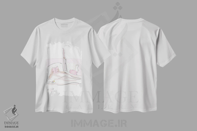 تیشرت سفید طرح دار خیلی مشغول، هنر دیجیتال اثر هدر استیلافسن | immage.ir