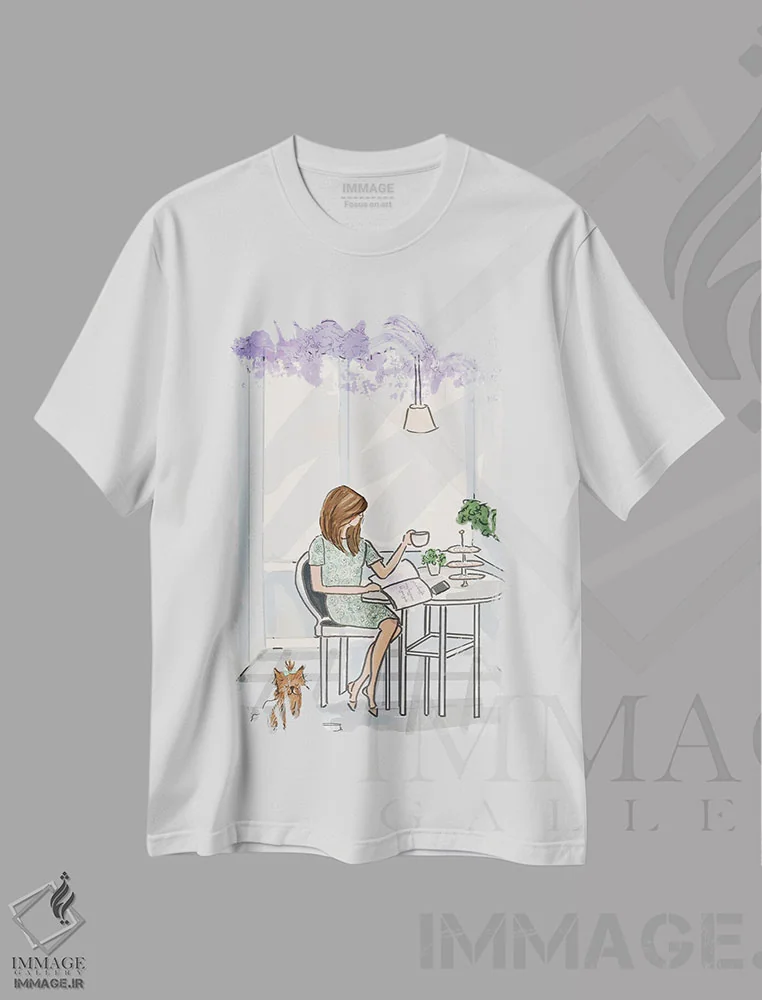 تیشرت سفید طرح دار آخر هفته در آبن لندن، هنر دیجیتال اثر هدر استیلافسن | immage.ir