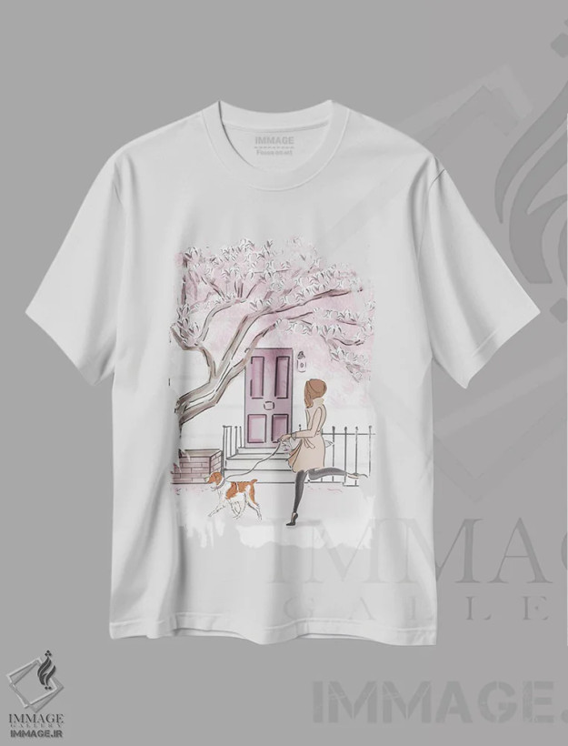 تیشرت سفید طرح دار آخر هفته در ناتینگ هیل، هنر دیجیتال اثر هدر استیلافسن | فروشگاه ایماژ