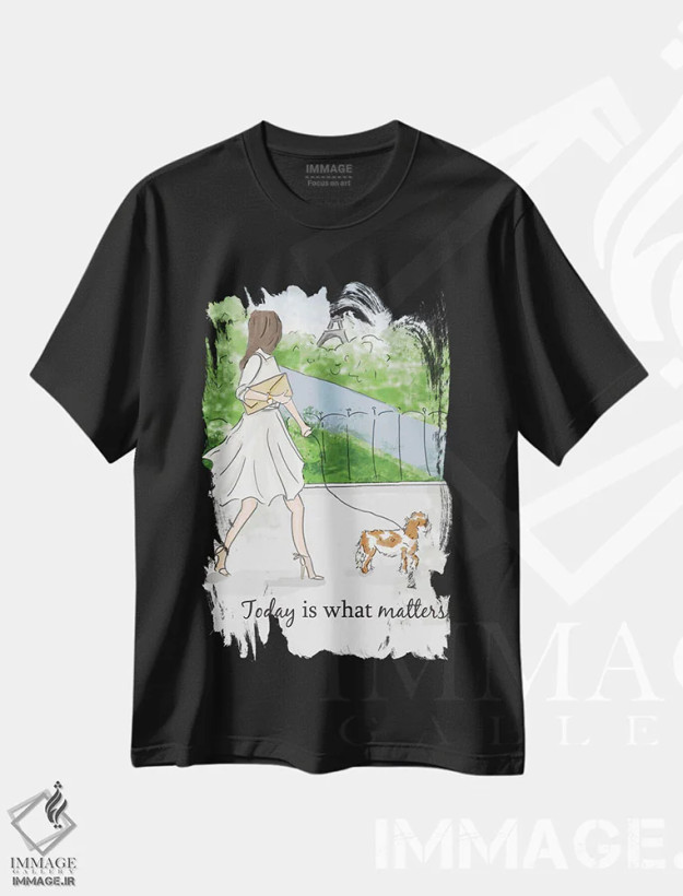 تیشرت مشکی طرح دار آخر هفته در پاریس، هنر دیجیتال اثر هدر استیلافسن | فروشگاه ایماژ