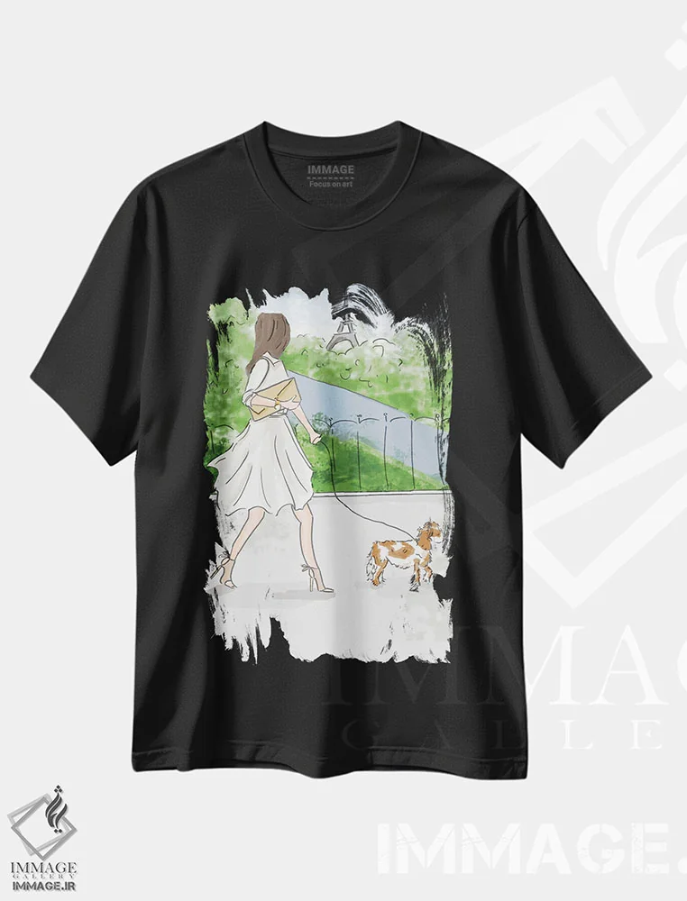تیشرت مشکی طرح دار آخر هفته در پاریس، هنر دیجیتال اثر هدر استیلافسن | immage.ir
