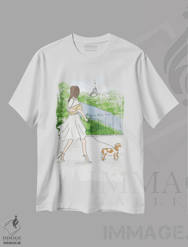 تیشرت سفید طرح دار آخر هفته در پاریس، هنر دیجیتال اثر هدر استیلافسن | فروشگاه ایماژ