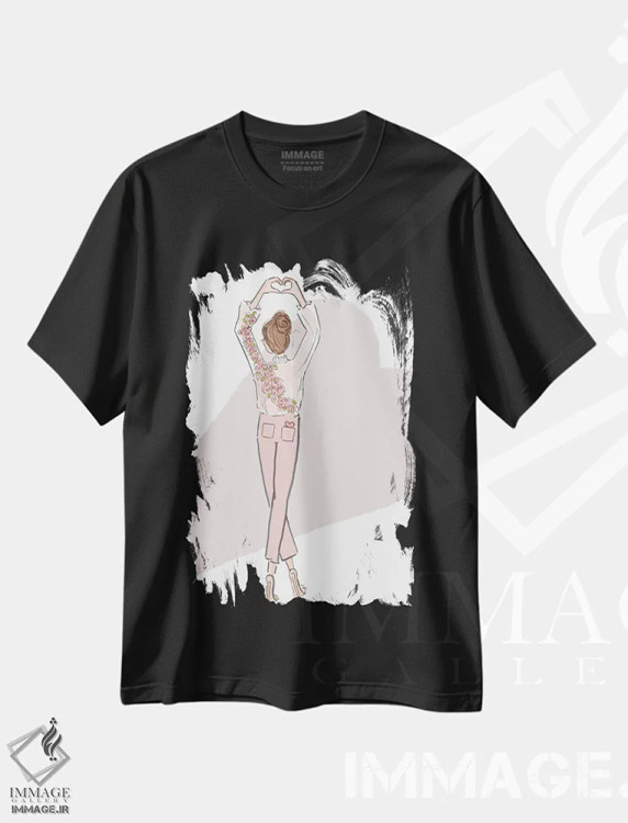 تیشرت مشکی طرح دار قلب ها و دستان، هنر دیجیتال اثر هدر استیلافسن | immage.ir
