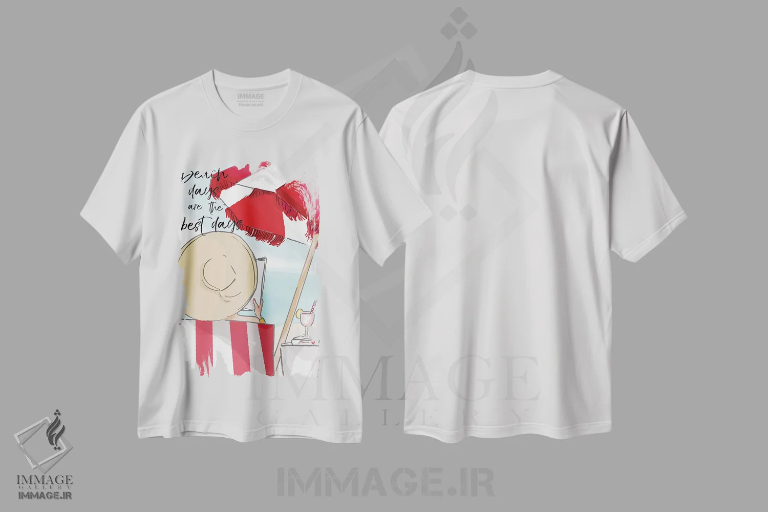 تیشرت سفید طرح دار روزهای ساحلی بهترین اند، دکور ساحلی اثر هدر استیلافسن | فروشگاه ایماژ