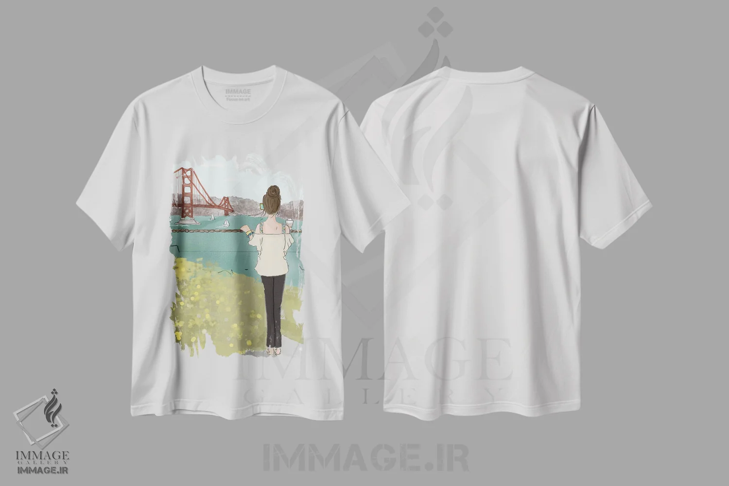 تیشرت سفید طرح دار آخر هفته در سان فرانسیسکو، هنر دیجیتال اثر هدر استیلافسن | فروشگاه ایماژ