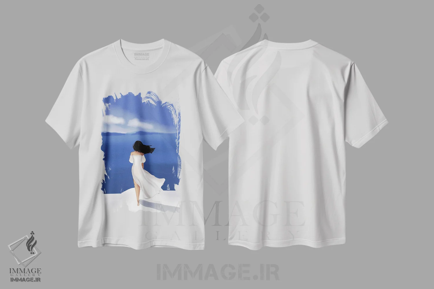 تیشرت سفید طرح دار بالای ابرها، هنر دیجیتال اثر هدر استیلافسن | immage.ir