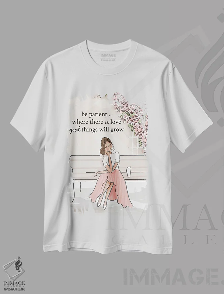 تیشرت سفید طرح دار جایی که عشق هست چیزهای خوب رشد می کنند، هنر دیجیتال اثر هدر استیلافسن | فروشگاه ایماژ