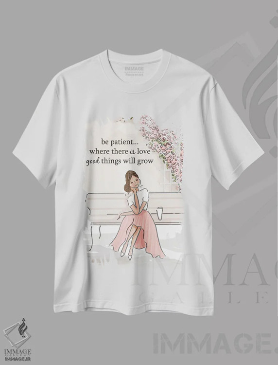 تیشرت سفید طرح دار جایی که عشق هست چیزهای خوب رشد می کنند، هنر دیجیتال اثر هدر استیلافسن | فروشگاه ایماژ