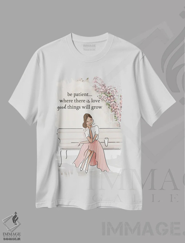 تیشرت سفید طرح دار جایی که عشق هست چیزهای خوب رشد می کنند، هنر دیجیتال اثر هدر استیلافسن | فروشگاه ایماژ