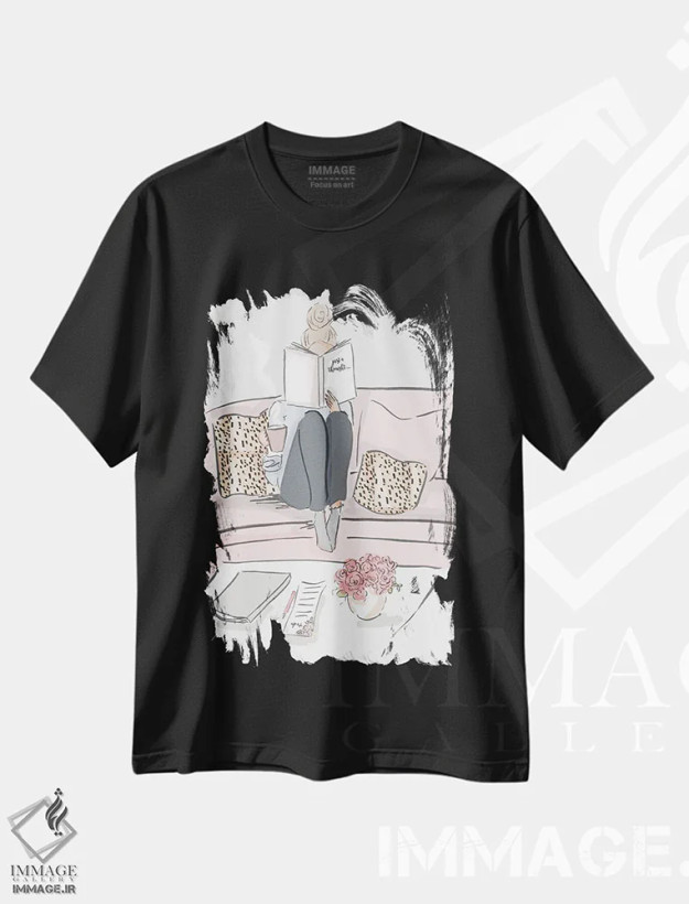 تیشرت مشکی طرح دار دیوانه وار عاشق قهوه، هنر دیجیتال اثر هدر استیلافسن | فروشگاه ایماژ