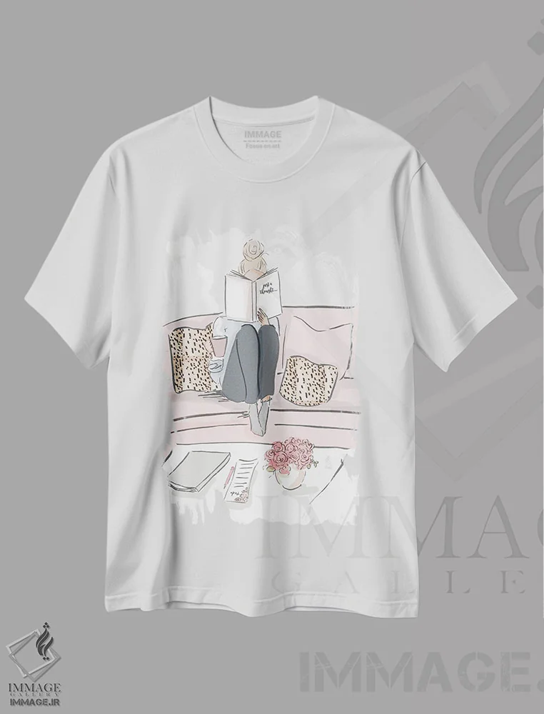 تیشرت سفید طرح دار دیوانه وار عاشق قهوه، هنر دیجیتال اثر هدر استیلافسن | immage.ir