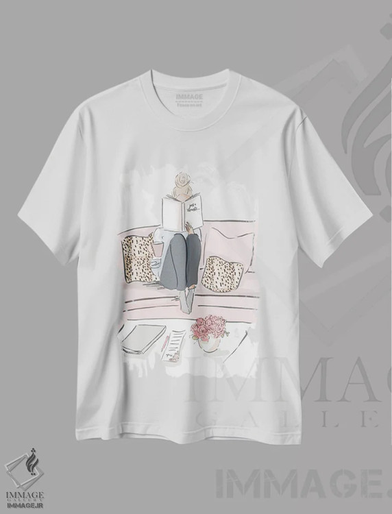 تیشرت سفید طرح دار دیوانه وار عاشق قهوه، هنر دیجیتال اثر هدر استیلافسن | immage.ir