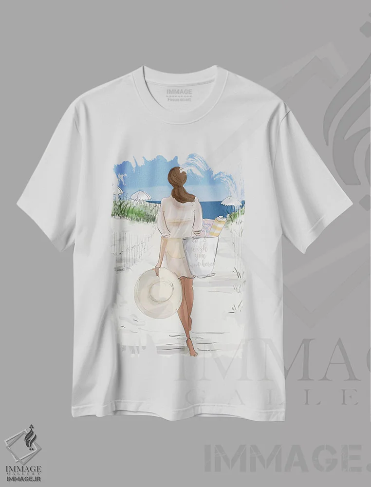 تیشرت سفید طرح دار ای کاش اینجا بودی، هنر دیجیتال اثر هدر استیلافسن | فروشگاه ایماژ