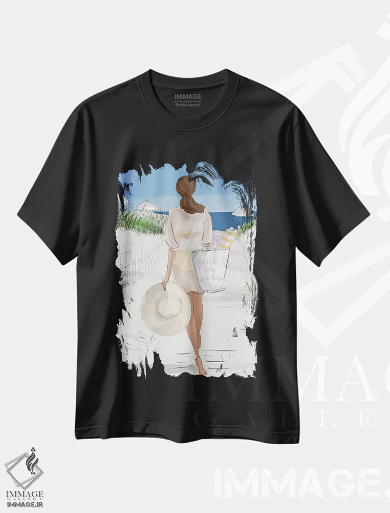 تیشرت مشکی طرح دار ای کاش اینجا بودی، هنر دیجیتال اثر هدر استیلافسن | immage.ir