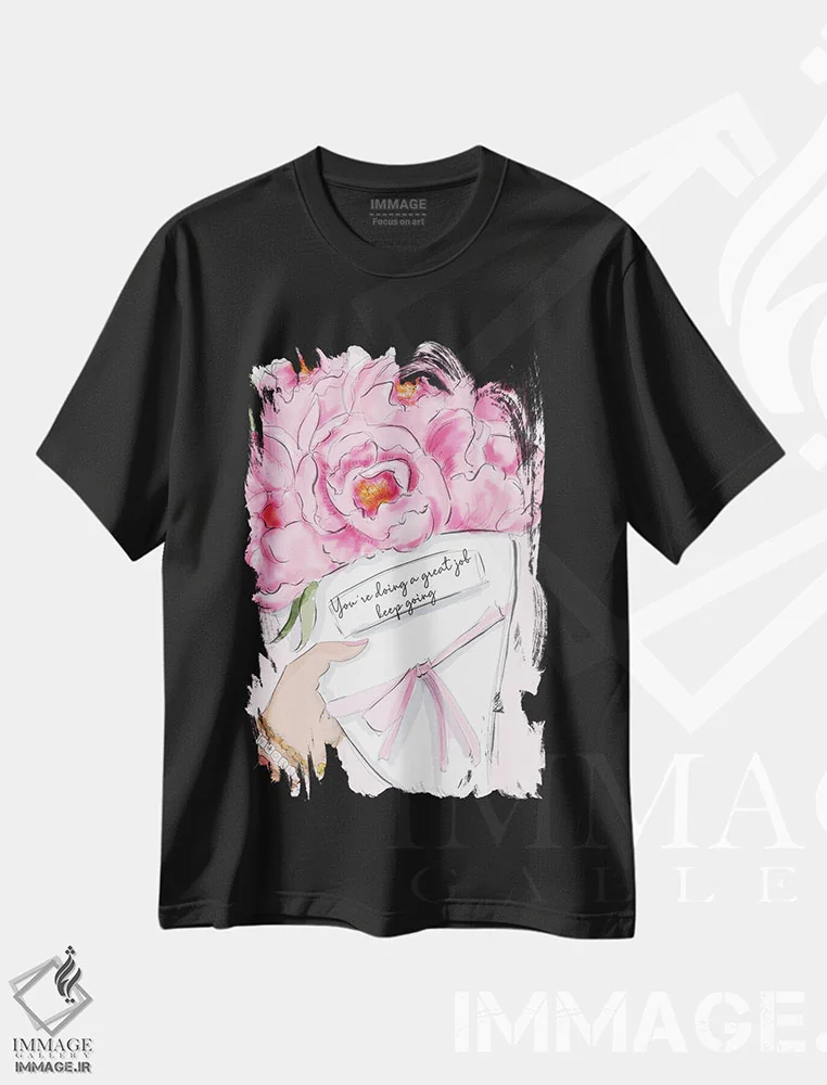 تیشرت مشکی طرح دار کارت عالیه، هنر دیجیتال اثر هدر استیلافسن | فروشگاه ایماژ