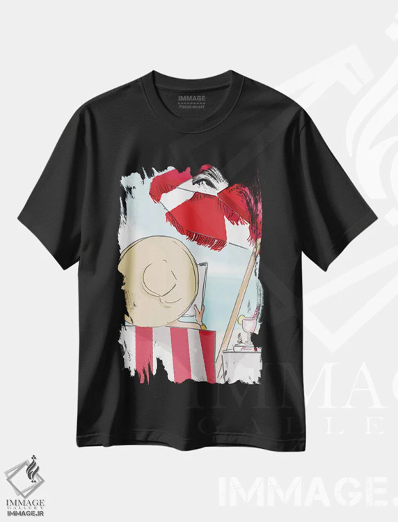 تیشرت مشکی طرح دار روزهای ساحلی بهترین اند، دکور ساحلی اثر هدر استیلافسن | immage.ir