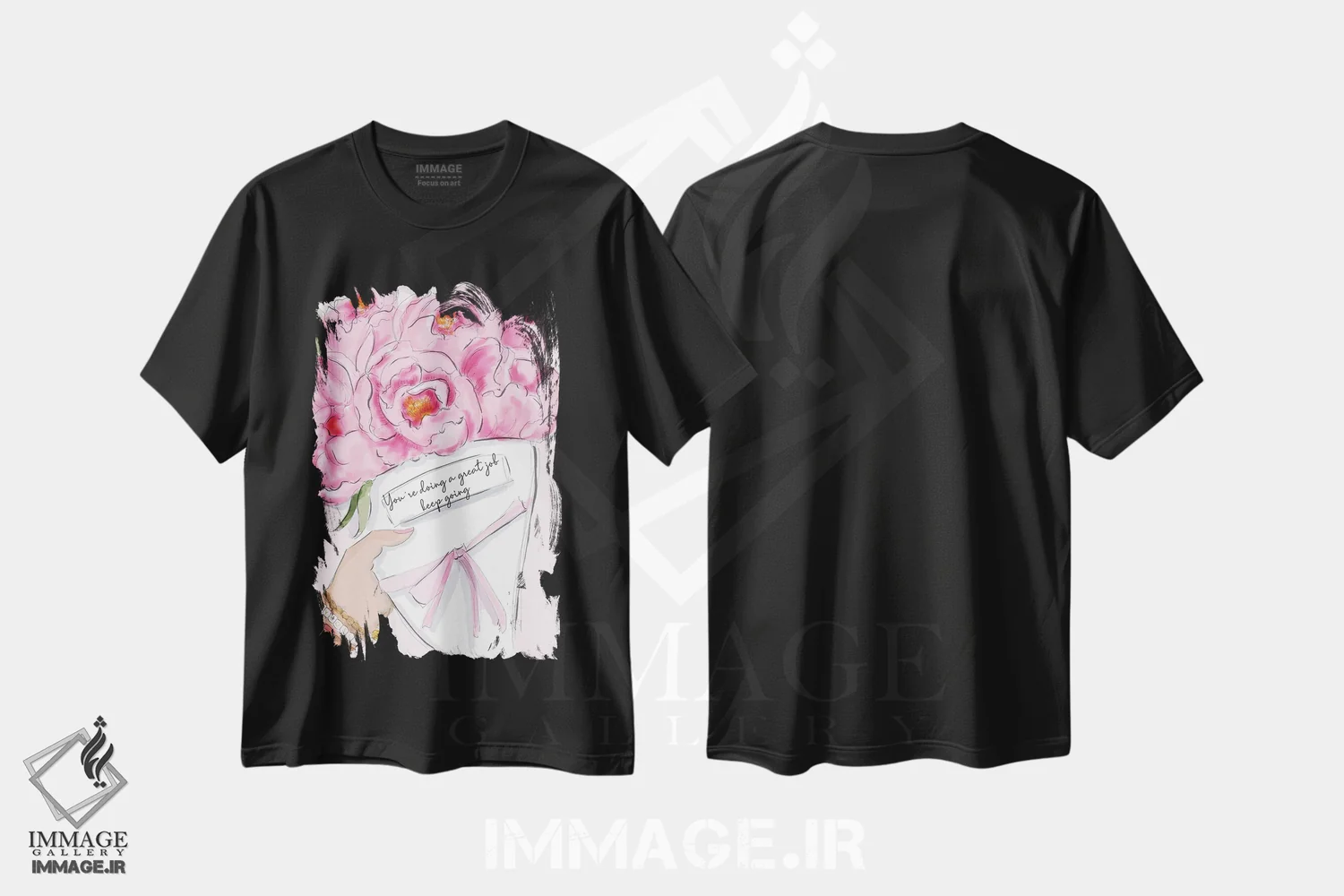 تیشرت مشکی طرح دار کارت عالیه، هنر دیجیتال اثر هدر استیلافسن | فروشگاه ایماژ