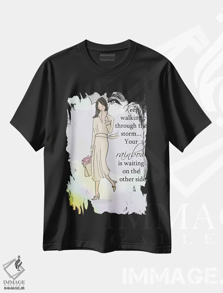 تیشرت مشکی طرح دار رنگین کمانت آن طرف منتظر توست، هنر دیجیتال اثر هدر استیلافسن | immage.ir