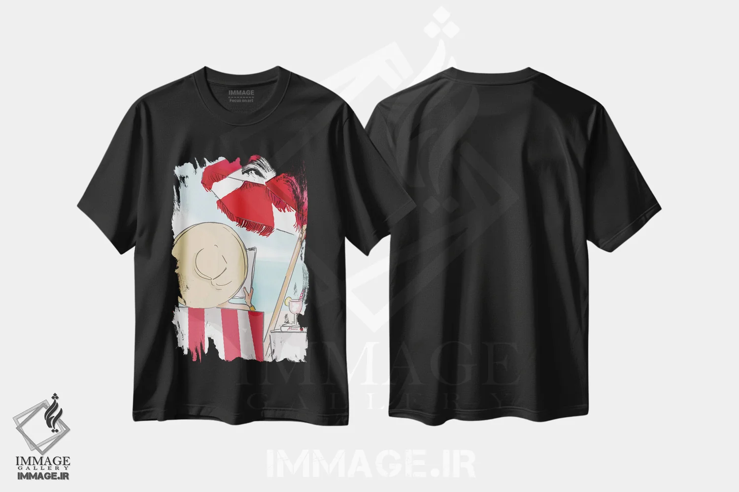 تیشرت مشکی طرح دار روزهای ساحلی بهترین اند، دکور ساحلی اثر هدر استیلافسن | immage.ir